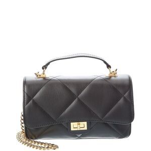 Persaman New York Cora16 Quilted Leather Satchel, Black